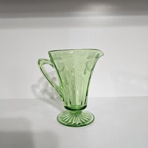 Anchor Hocking Green Pressed Glass Footed Creamer Cup